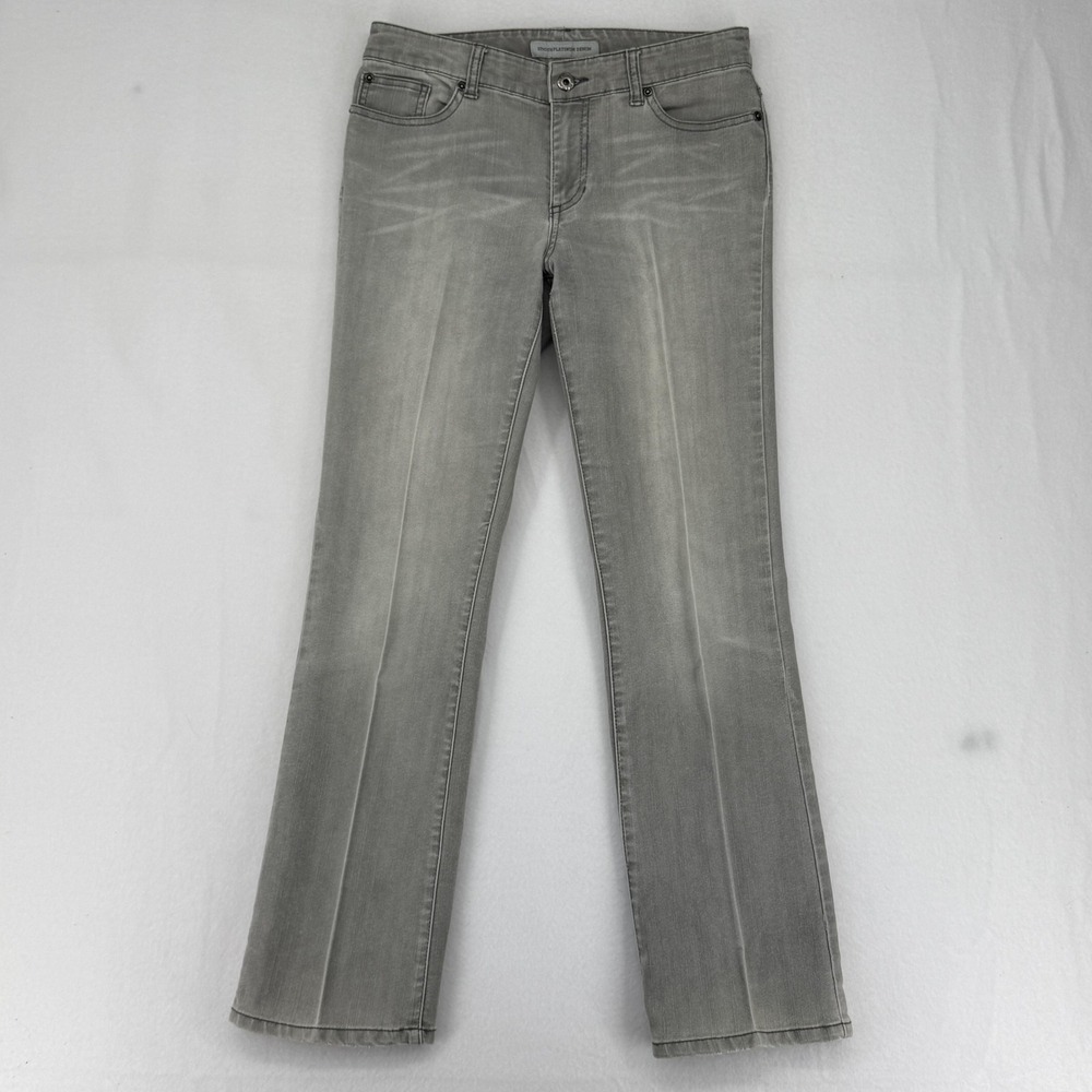Chicos Ultimate Fit Jeans Womens 0.5 Gray Medium Wash Mid Rise‎ Bootcut Stretch